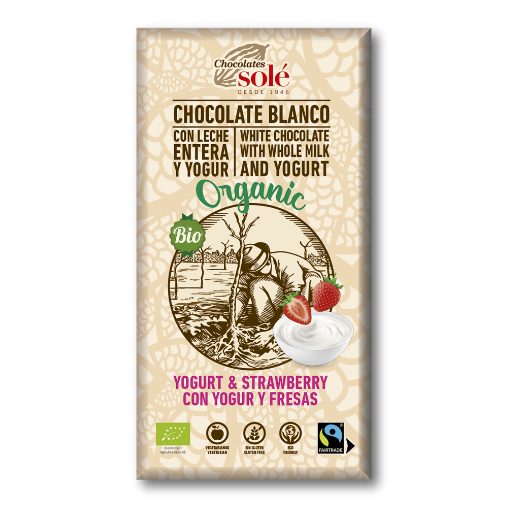 Xocolata blanca amb iogurt i maduixes 100 g